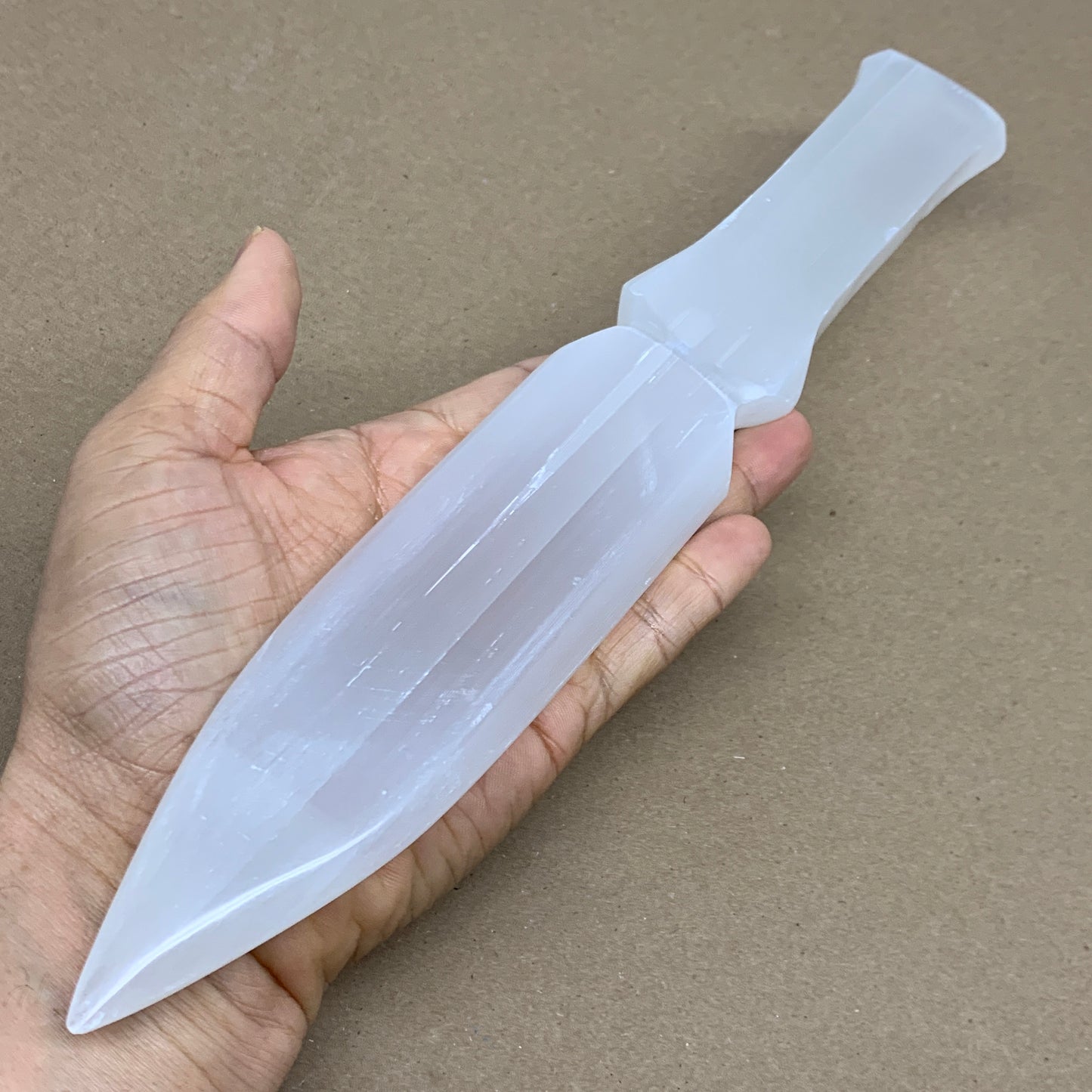 288g, 11.5"x1.7"x0.6", Natural Selenite Crystal Dagger (Satin Spar), B36076