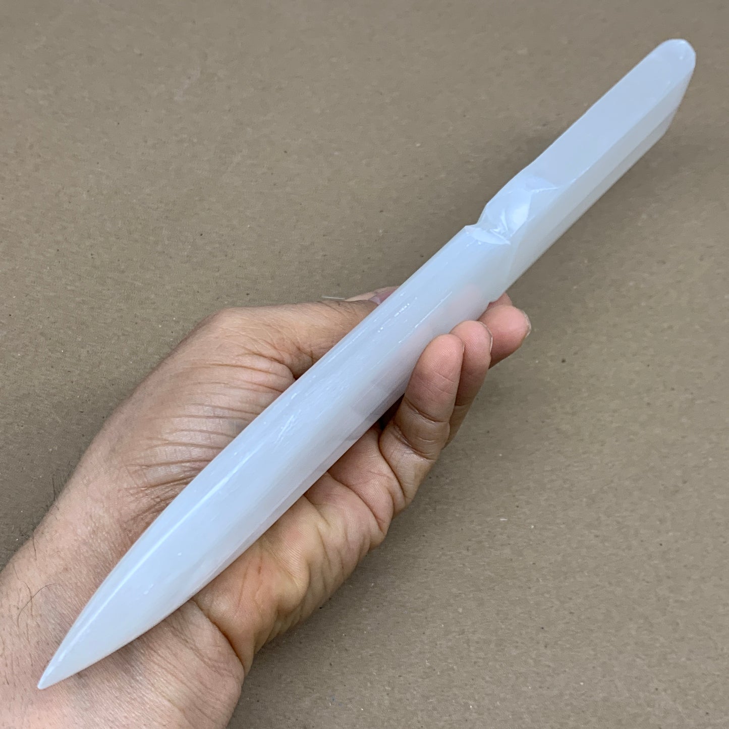 288g, 11.5"x1.7"x0.6", Natural Selenite Crystal Dagger (Satin Spar), B36076