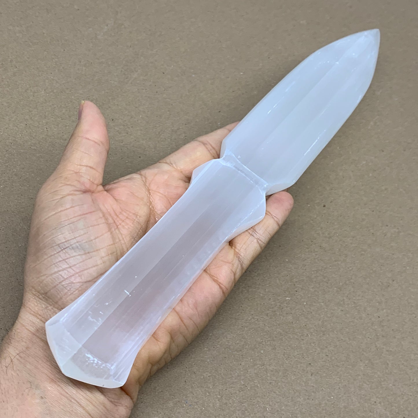 288g, 11.5"x1.7"x0.6", Natural Selenite Crystal Dagger (Satin Spar), B36076