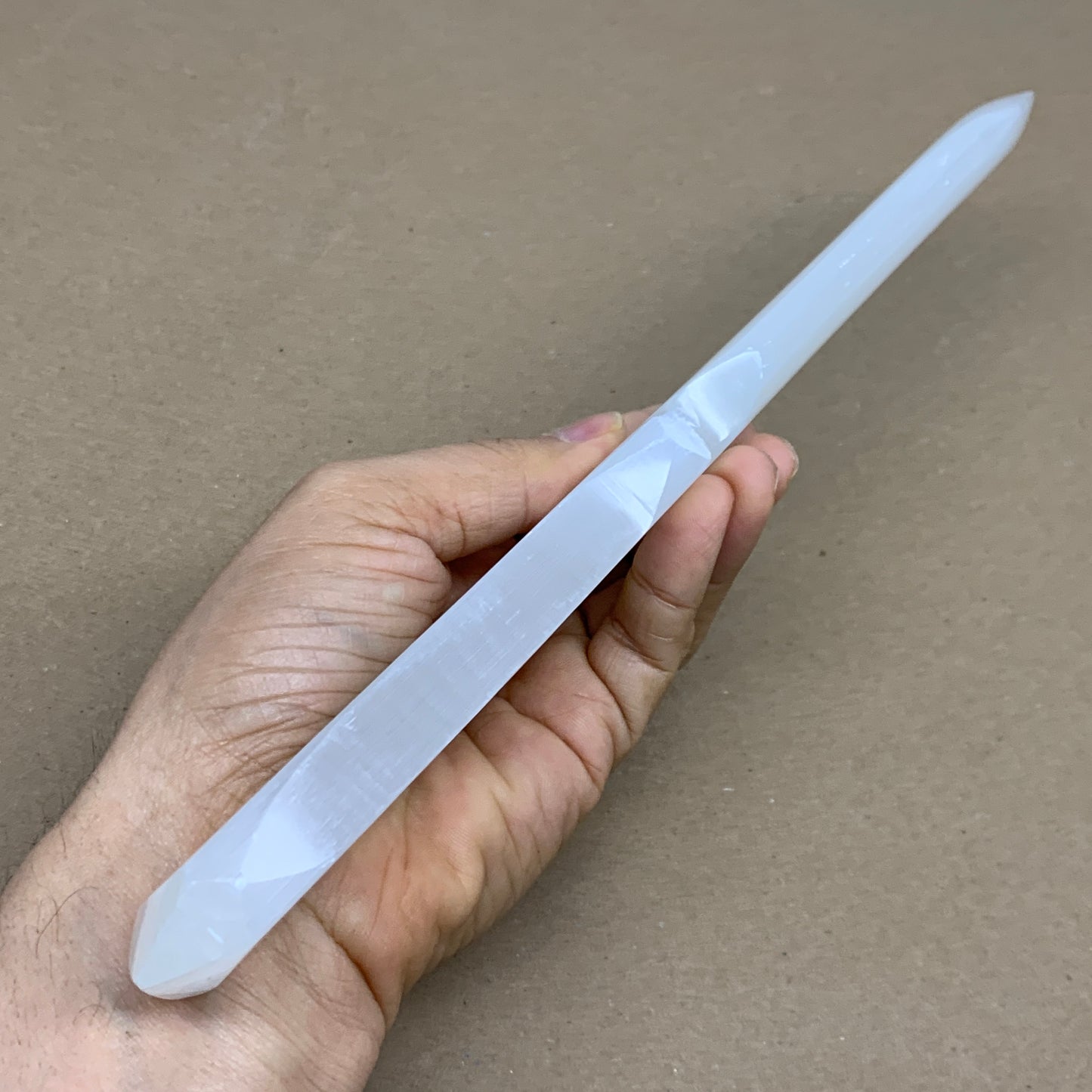 288g, 11.5"x1.7"x0.6", Natural Selenite Crystal Dagger (Satin Spar), B36076