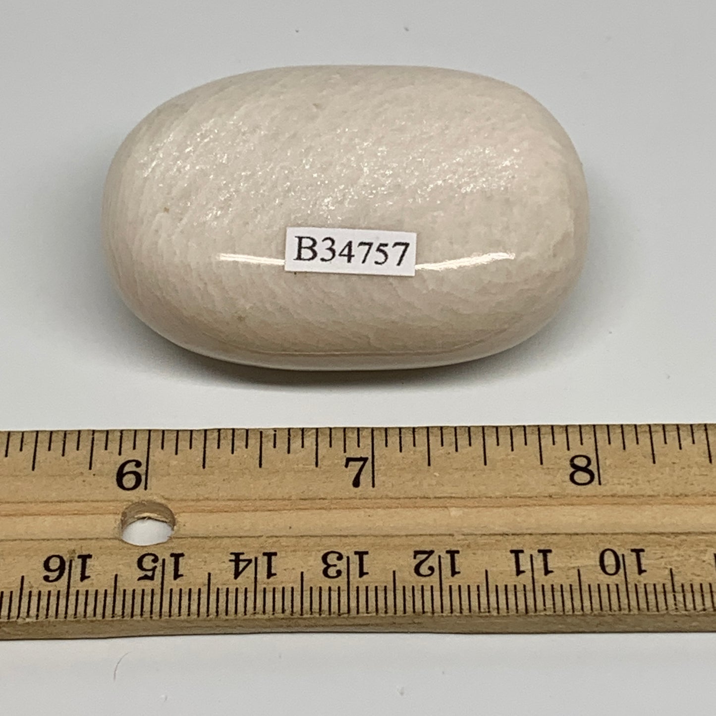 94.1g,2.3"x1.6"x0.9", Peach Moonstone Polished Palm-Stone Gemstone, B34757