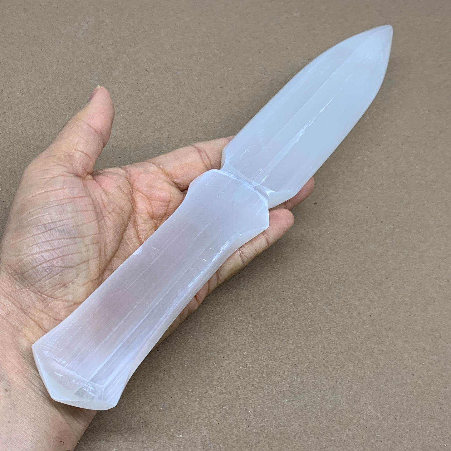 288g, 11.5"x1.7"x0.6", Natural Selenite Crystal Dagger (Satin Spar), B36076