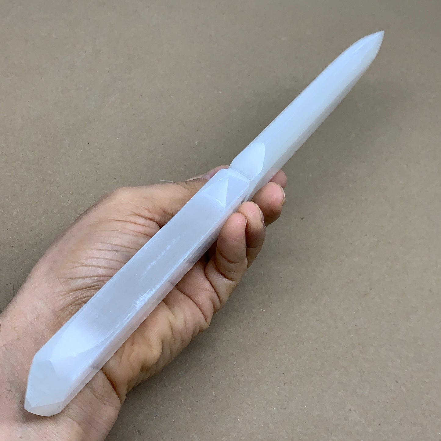 288g, 11.5"x1.7"x0.6", Natural Selenite Crystal Dagger (Satin Spar), B36076