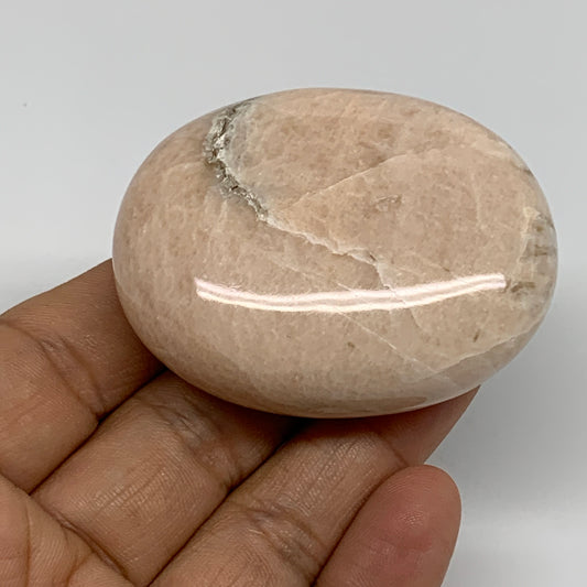 94.2g,2.3"x1.7"x0.9", Peach Moonstone Polished Palm-Stone Gemstone, B34758
