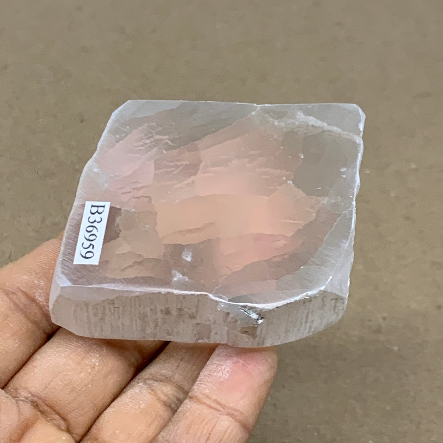 0.30 lbs, 2.3"x2"x1", Natural Clear Selenite Crystal Slab Gemstone, B36959