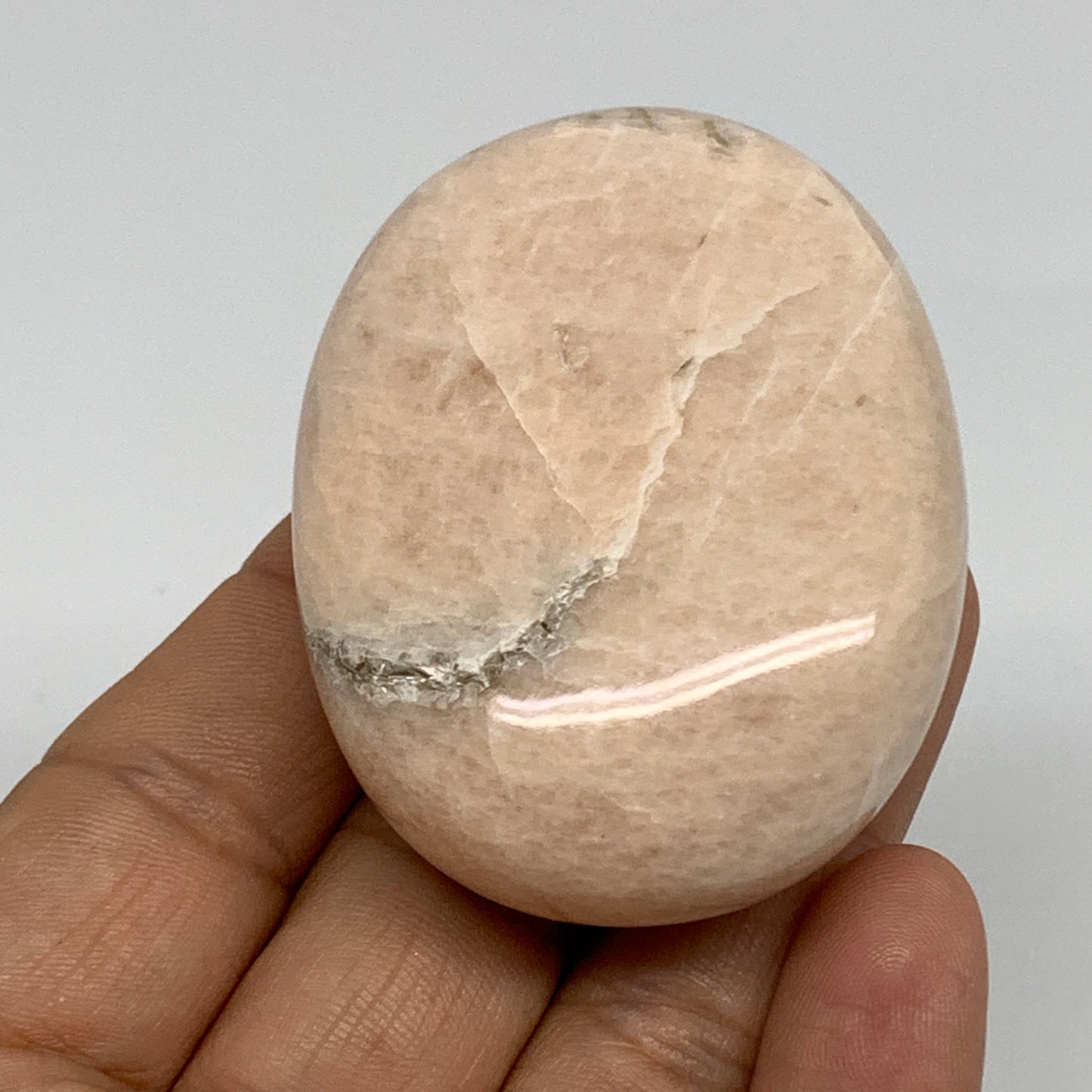 94.2g,2.3"x1.7"x0.9", Peach Moonstone Polished Palm-Stone Gemstone, B34758
