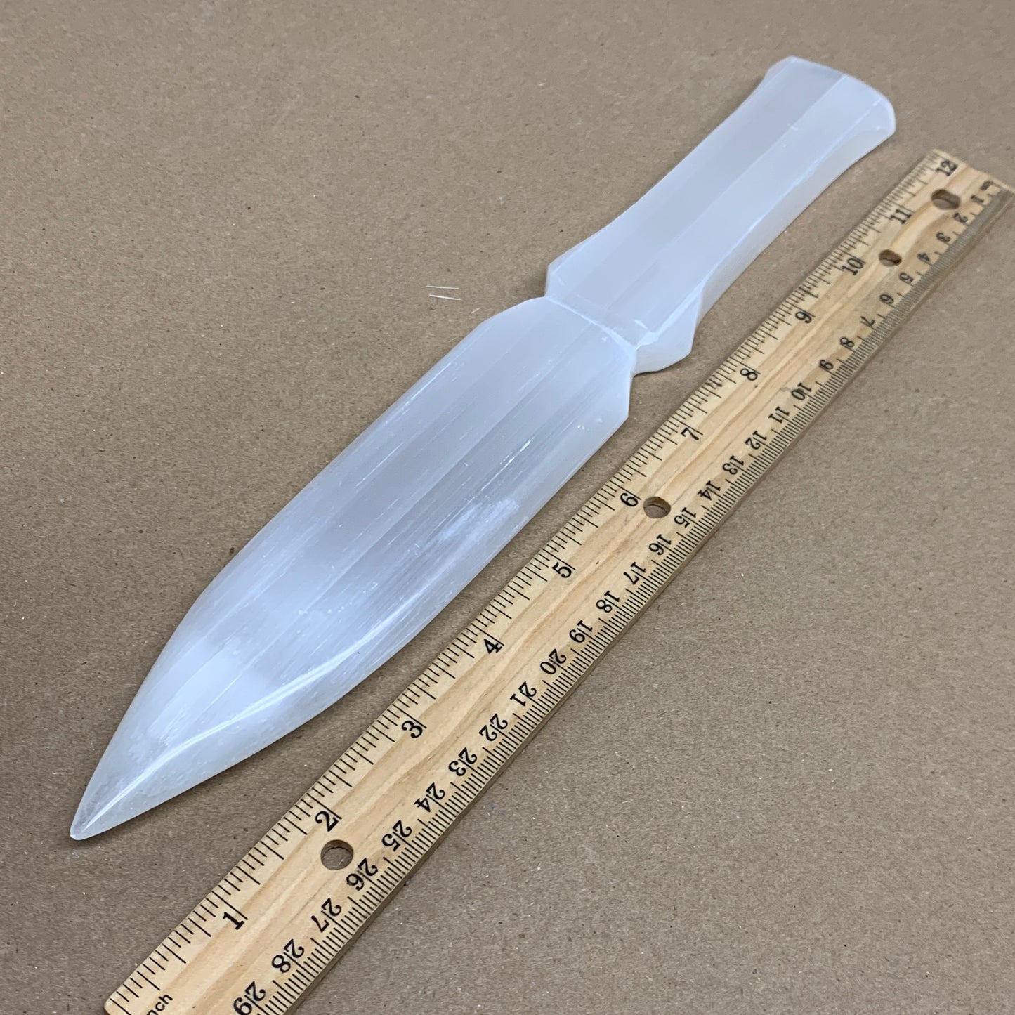 288g, 11.5"x1.7"x0.6", Natural Selenite Crystal Dagger (Satin Spar), B36076