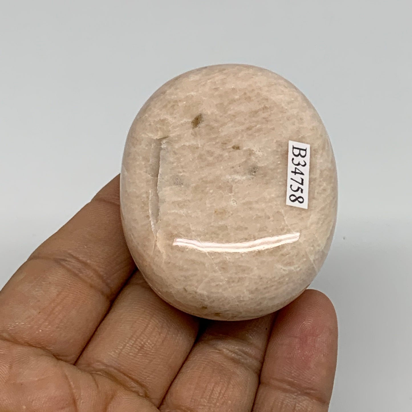 94.2g,2.3"x1.7"x0.9", Peach Moonstone Polished Palm-Stone Gemstone, B34758