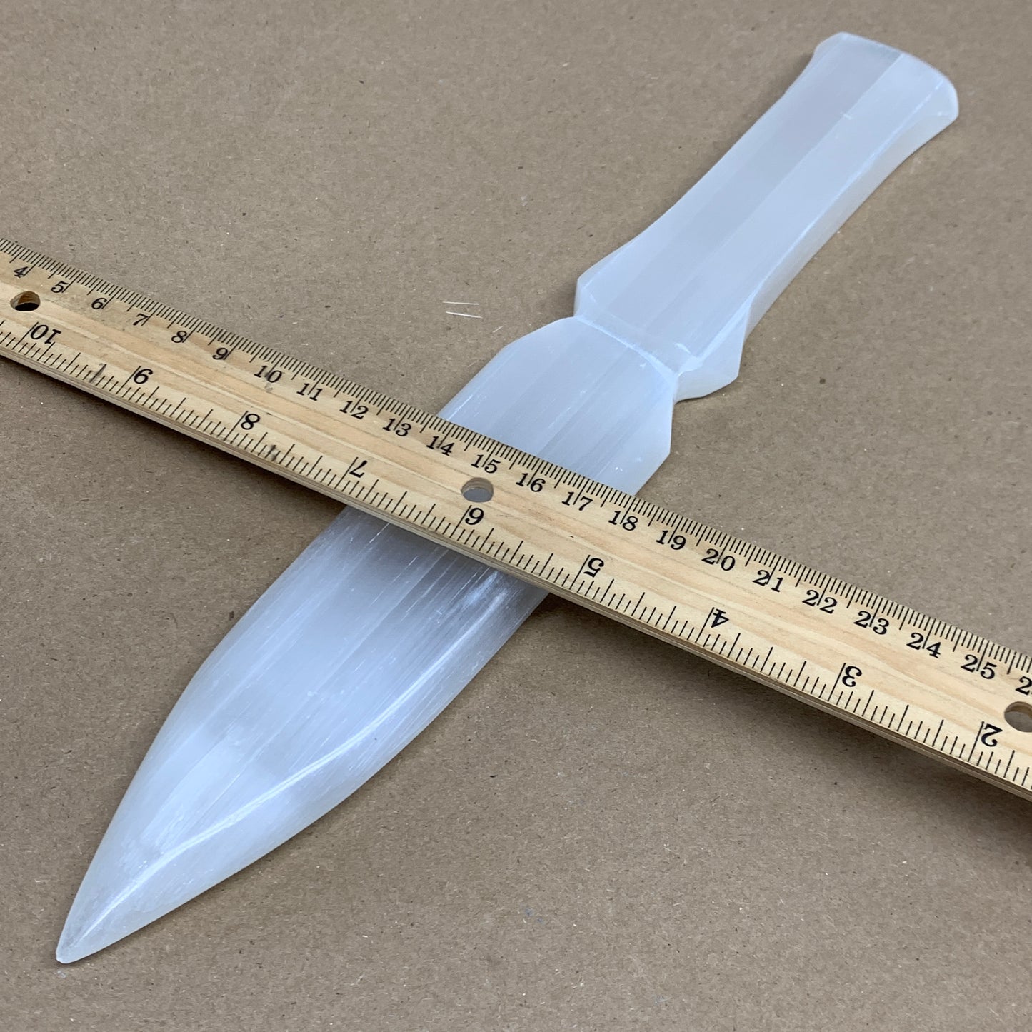 288g, 11.5"x1.7"x0.6", Natural Selenite Crystal Dagger (Satin Spar), B36076