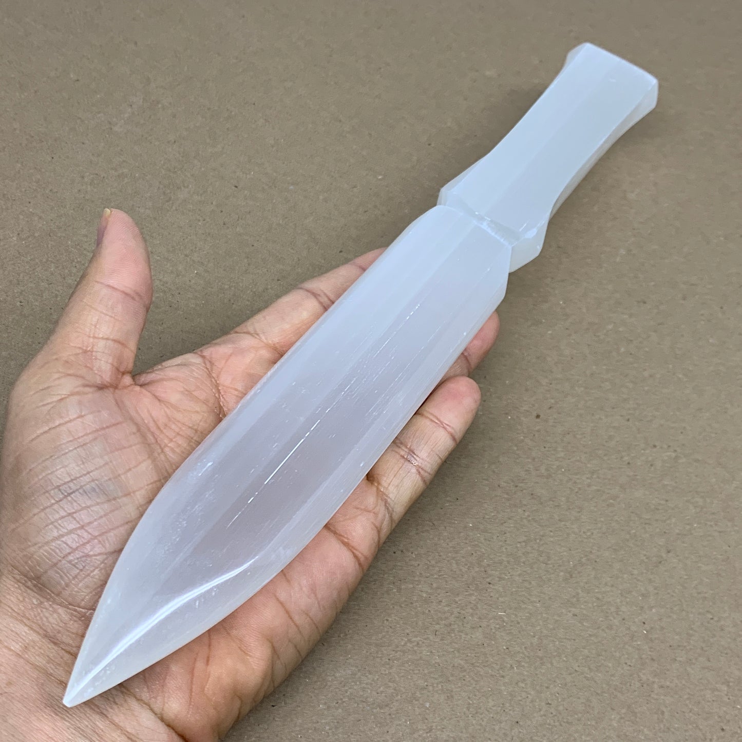 345g, 11.5"x1.5"x0.8", Natural Selenite Crystal Dagger (Satin Spar), B36077