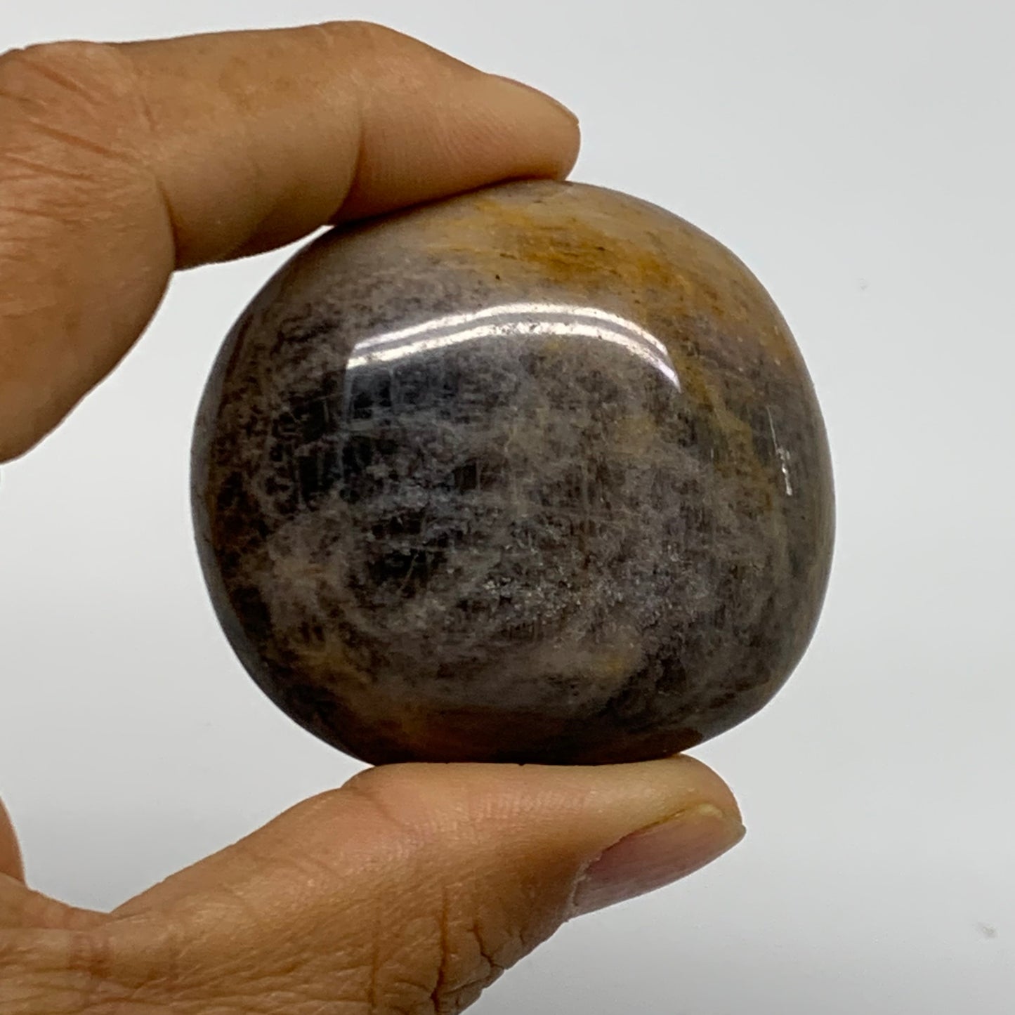 206.1g, 1.8"-1.9", 3pcs, Black Moonstone Crystal Palm-Stone Polished, B37798