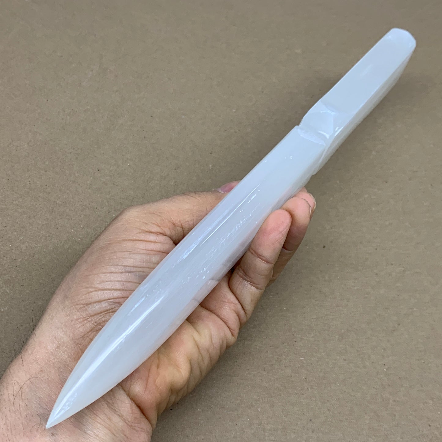 345g, 11.5"x1.5"x0.8", Natural Selenite Crystal Dagger (Satin Spar), B36077