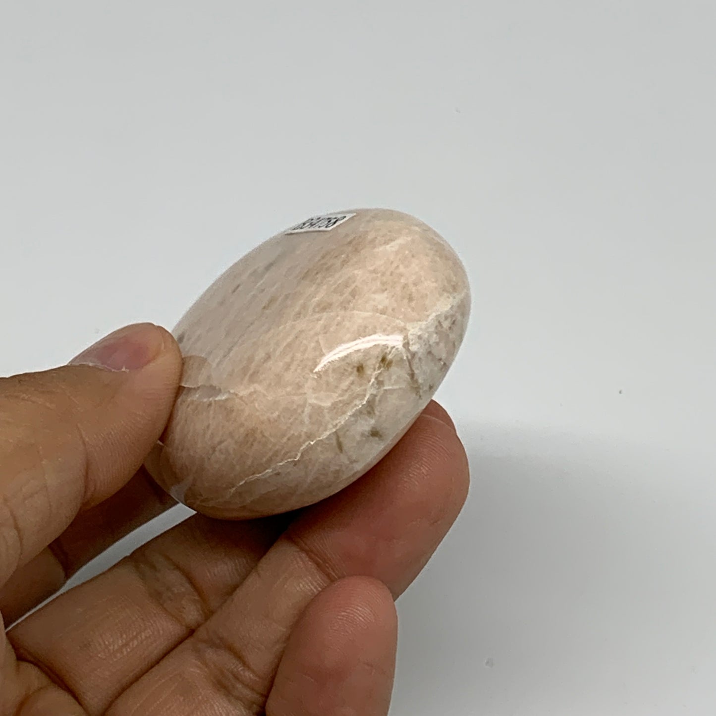 94.2g,2.3"x1.7"x0.9", Peach Moonstone Polished Palm-Stone Gemstone, B34758