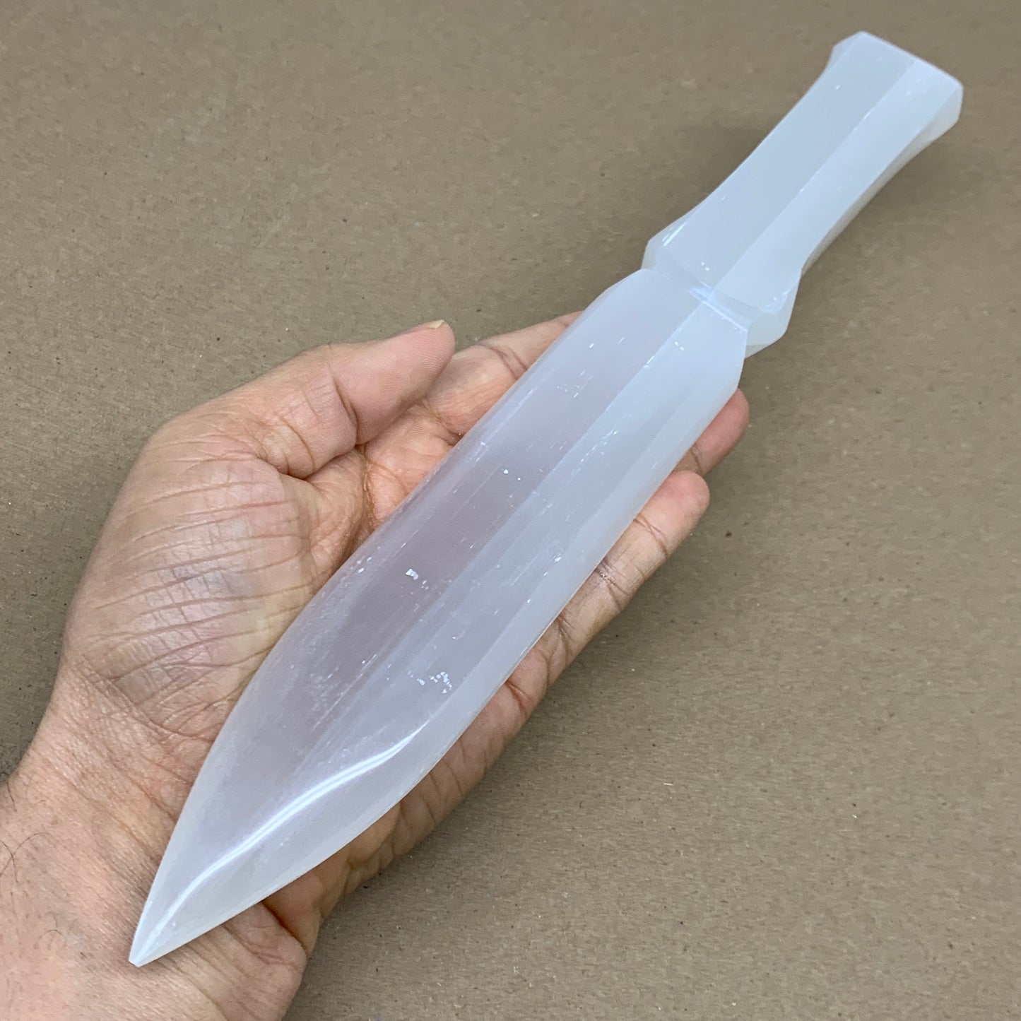 345g, 11.5"x1.5"x0.8", Natural Selenite Crystal Dagger (Satin Spar), B36077