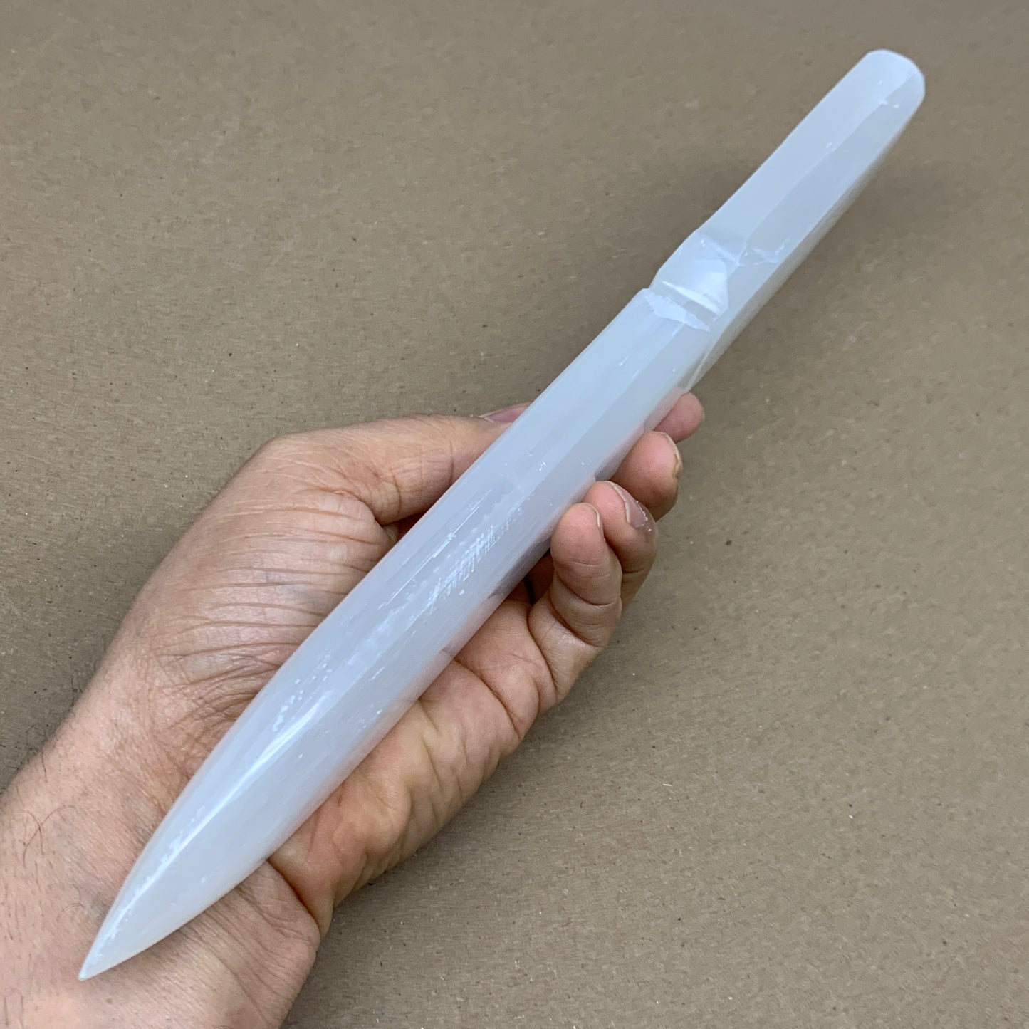 345g, 11.5"x1.5"x0.8", Natural Selenite Crystal Dagger (Satin Spar), B36077