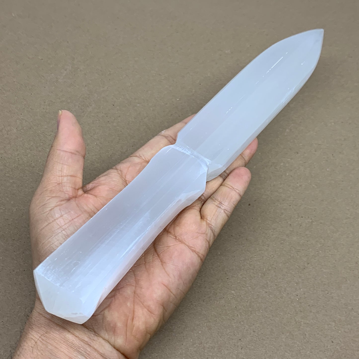 345g, 11.5"x1.5"x0.8", Natural Selenite Crystal Dagger (Satin Spar), B36077