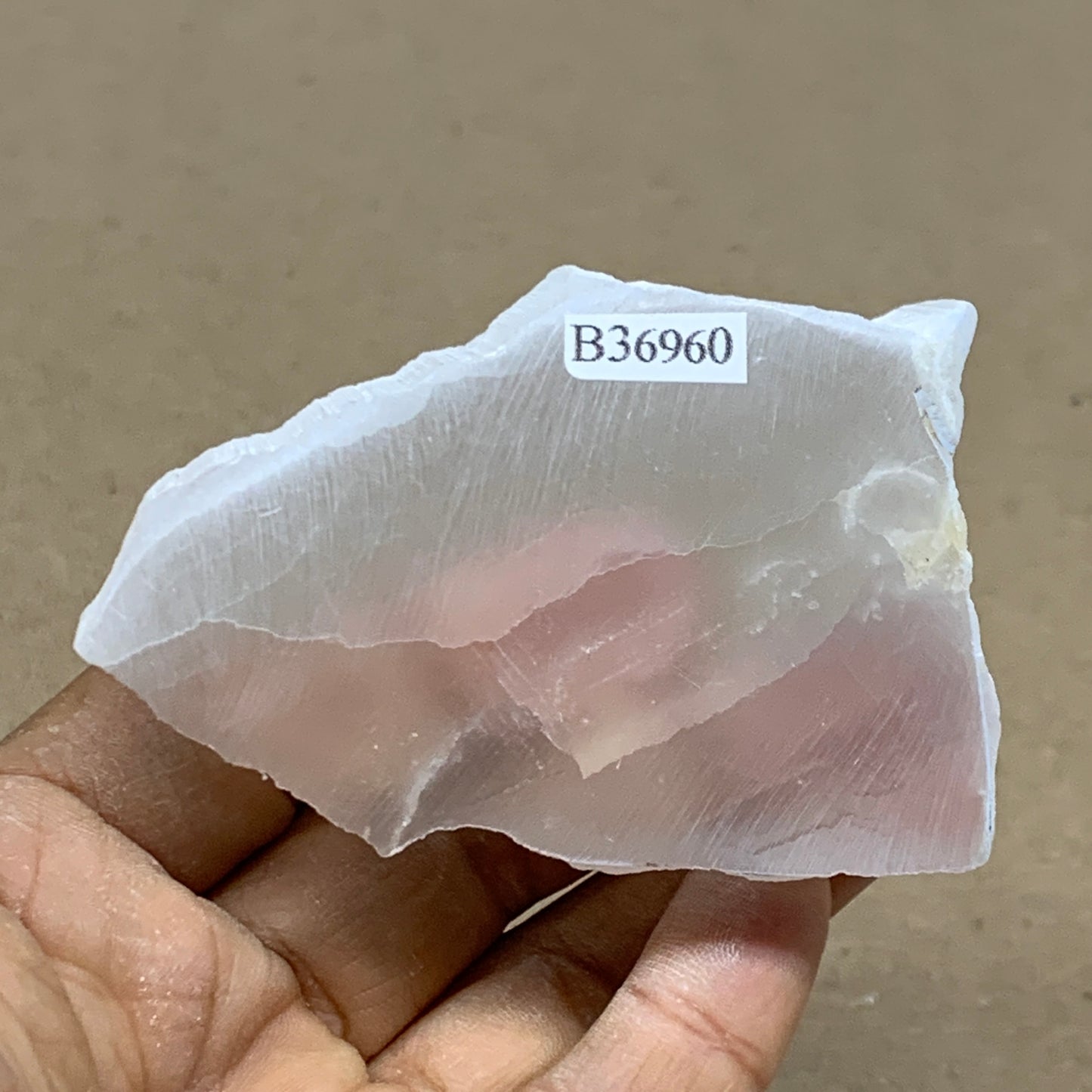 0.33 lbs, 2.9"x1.9"x1", Natural Clear Selenite Crystal Slab Gemstone, B36960