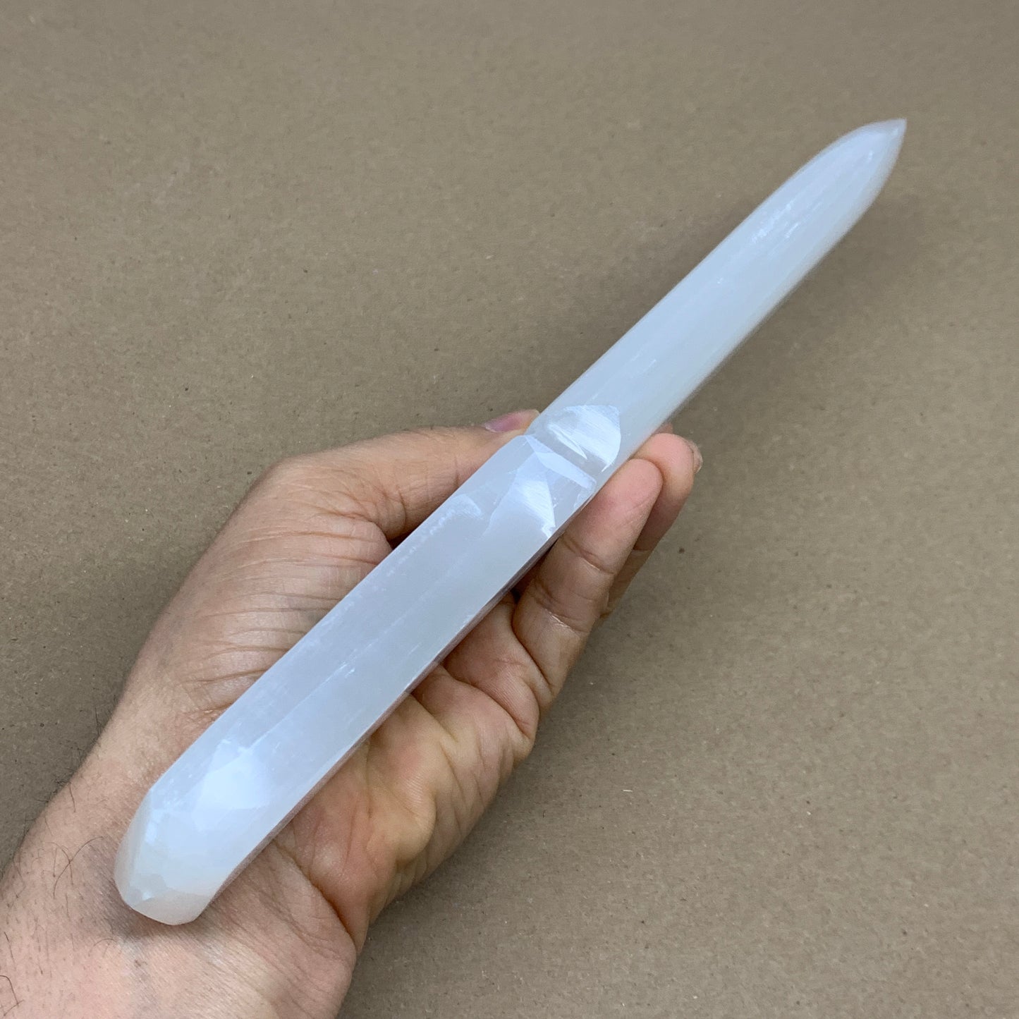 345g, 11.5"x1.5"x0.8", Natural Selenite Crystal Dagger (Satin Spar), B36077