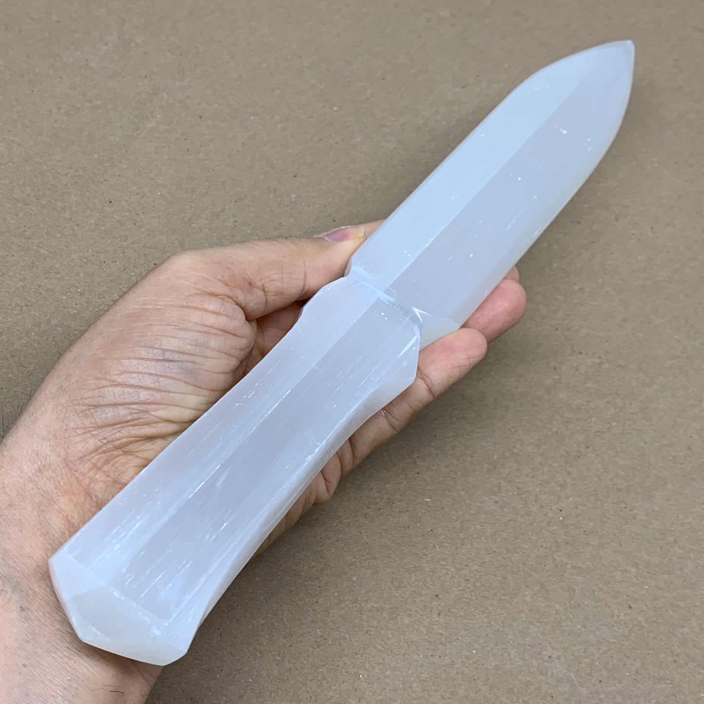 345g, 11.5"x1.5"x0.8", Natural Selenite Crystal Dagger (Satin Spar), B36077