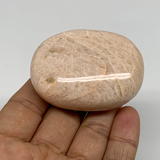 87.8g,2.2"x1.7"x0.9", Peach Moonstone Polished Palm-Stone Gemstone, B34759