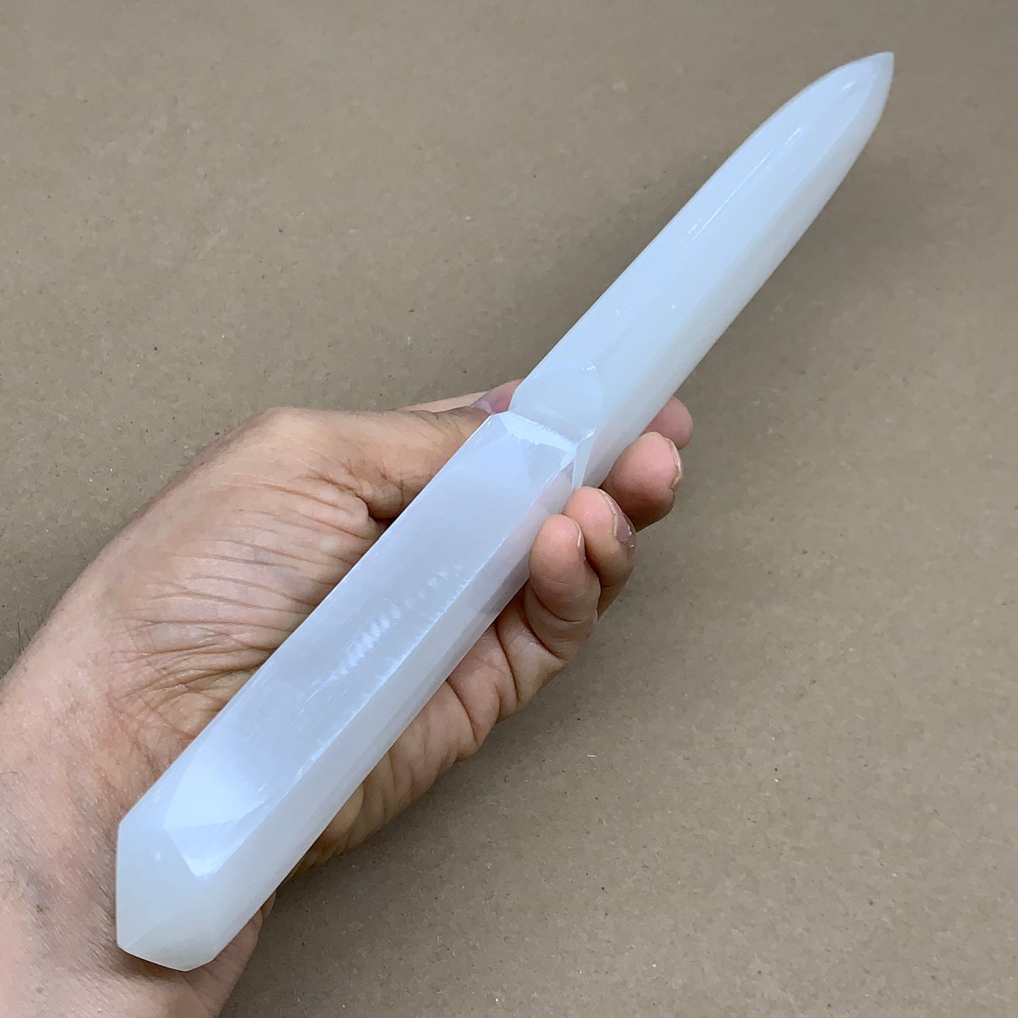 345g, 11.5"x1.5"x0.8", Natural Selenite Crystal Dagger (Satin Spar), B36077