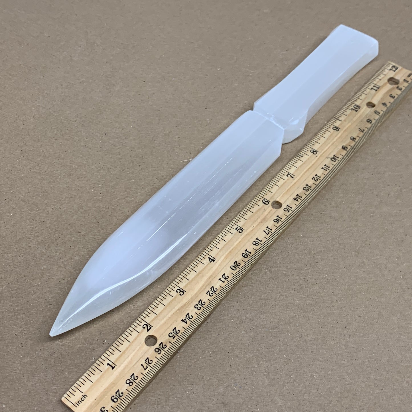 345g, 11.5"x1.5"x0.8", Natural Selenite Crystal Dagger (Satin Spar), B36077