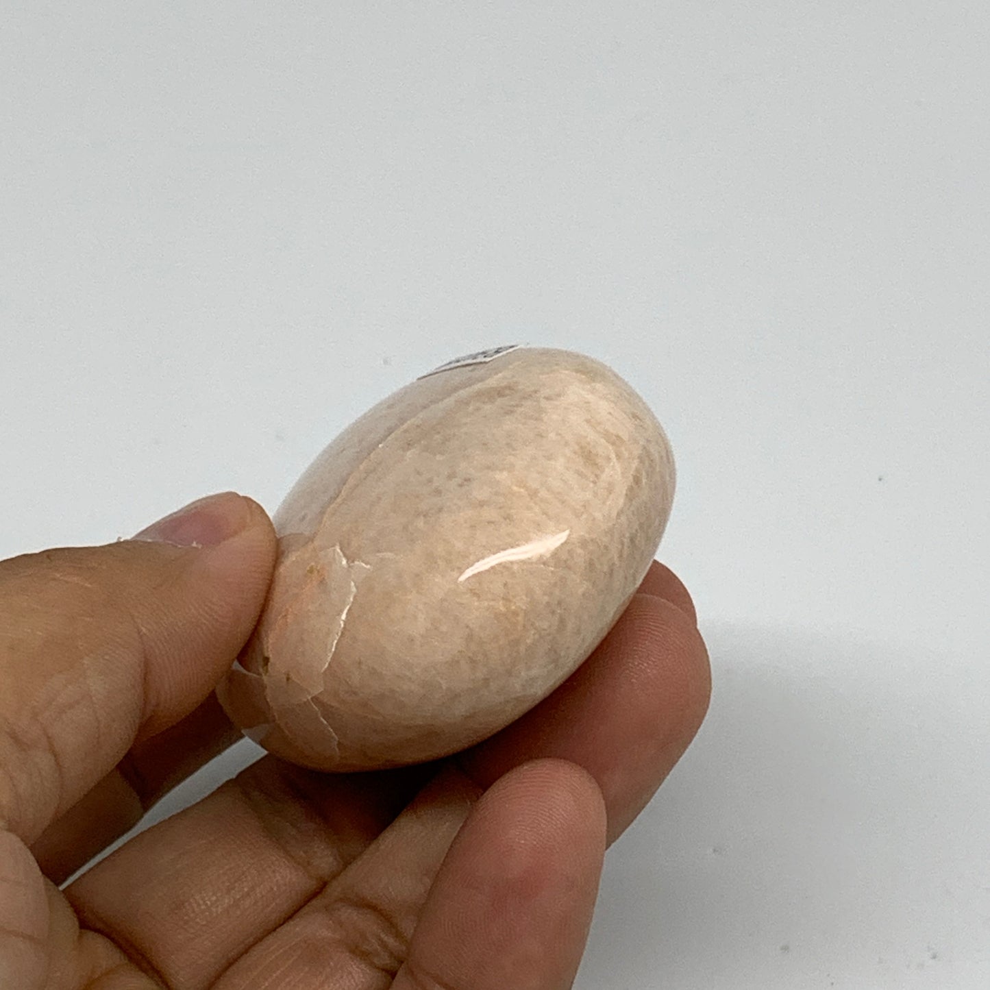 87.8g,2.2"x1.7"x0.9", Peach Moonstone Polished Palm-Stone Gemstone, B34759