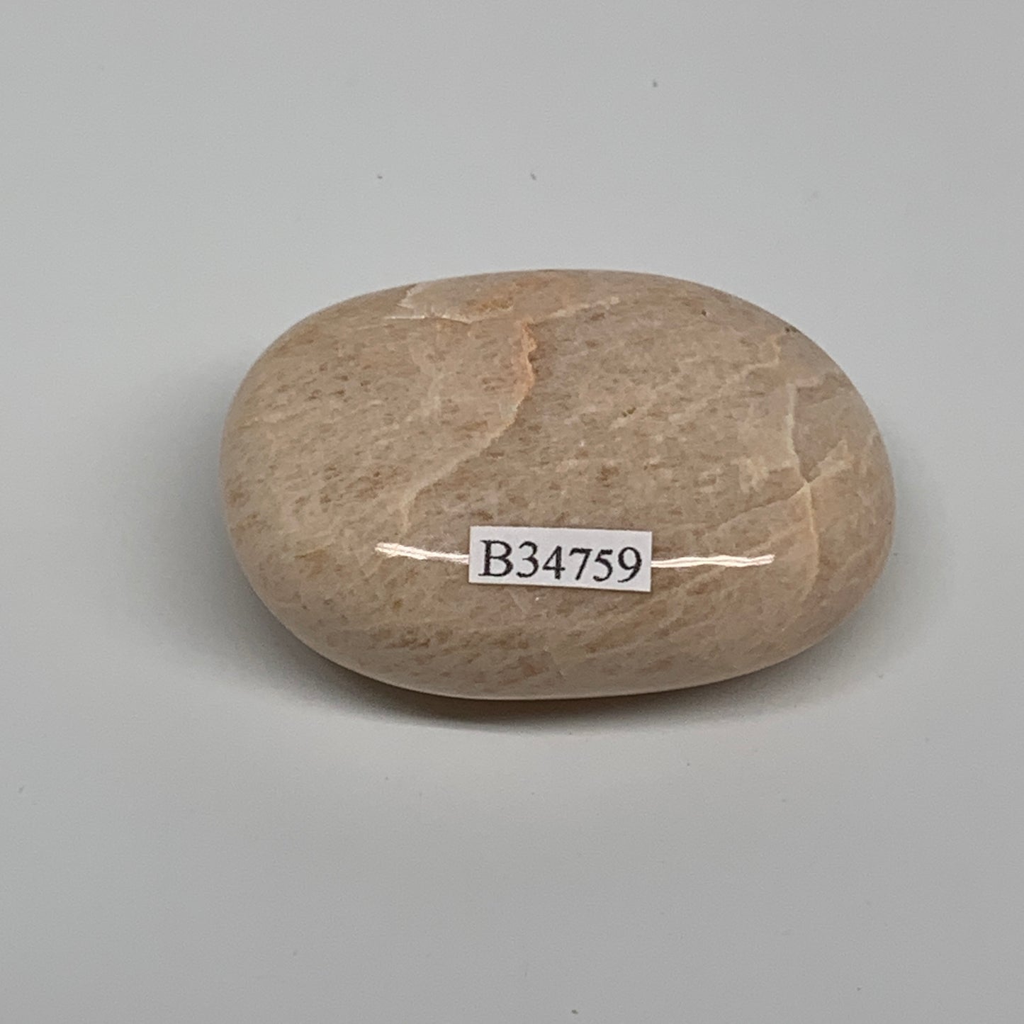 87.8g,2.2"x1.7"x0.9", Peach Moonstone Polished Palm-Stone Gemstone, B34759