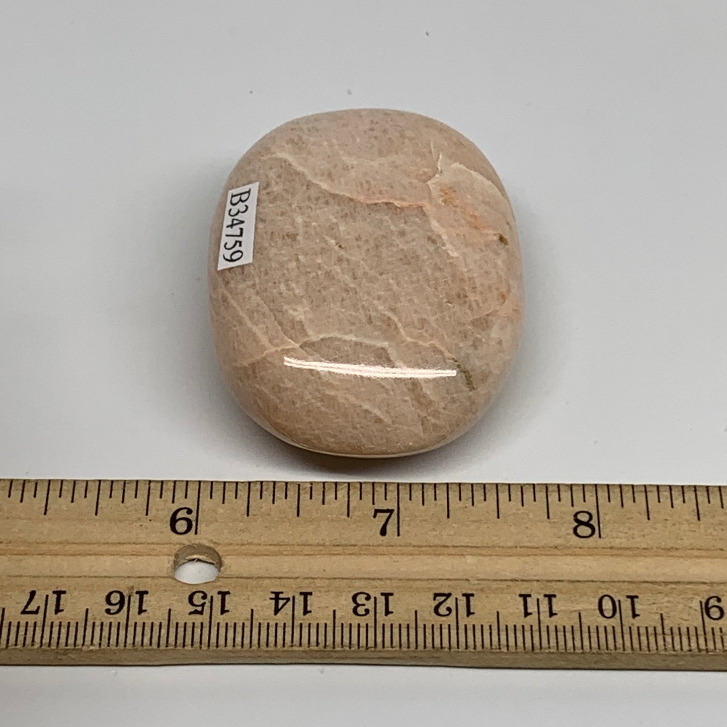 87.8g,2.2"x1.7"x0.9", Peach Moonstone Polished Palm-Stone Gemstone, B34759