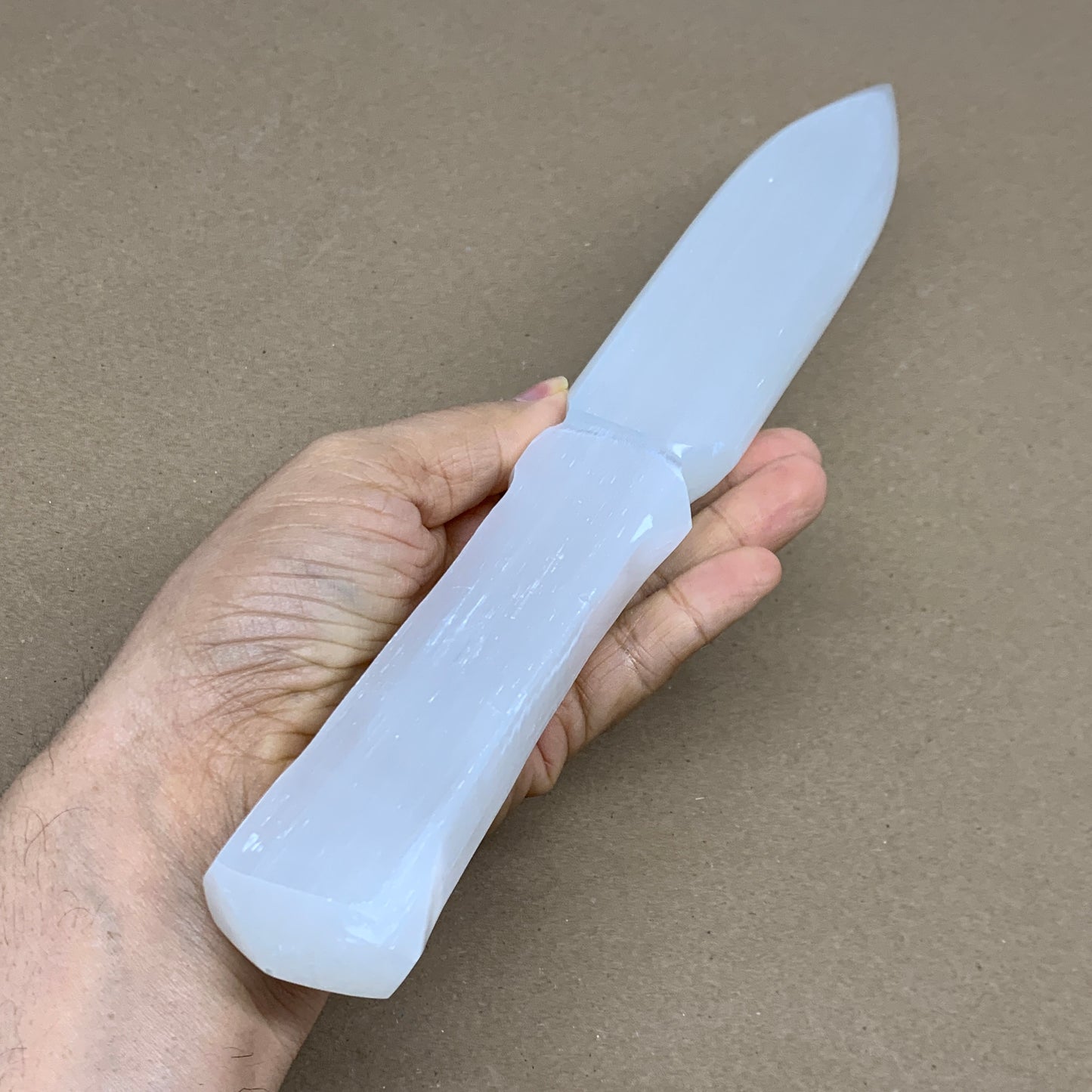 335g, 11.5"x1.5"x0.7", Natural Selenite Crystal Dagger (Satin Spar), B36078