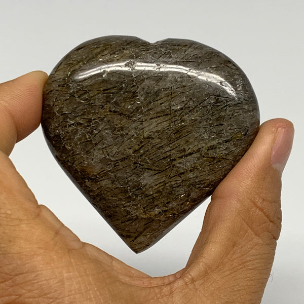 97.4g, 2.3"x2.3"x0.8", Natural Small Rutile Quartz Crystal Heart Reiki, B28295