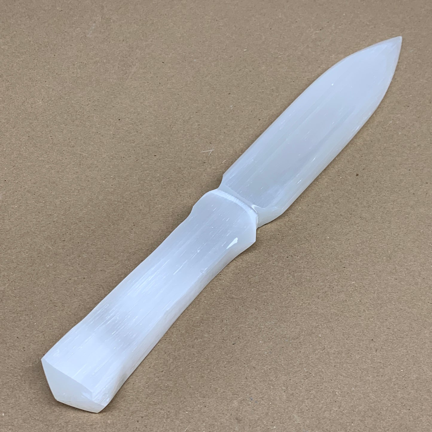 335g, 11.5"x1.5"x0.7", Natural Selenite Crystal Dagger (Satin Spar), B36078