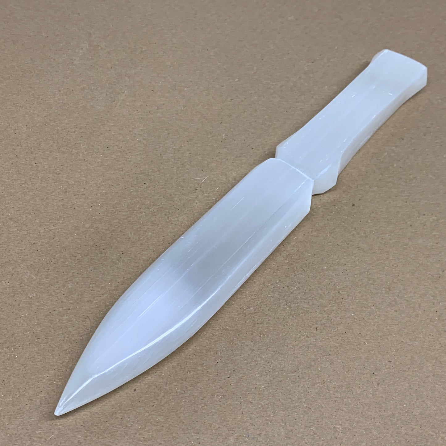 335g, 11.5"x1.5"x0.7", Natural Selenite Crystal Dagger (Satin Spar), B36078