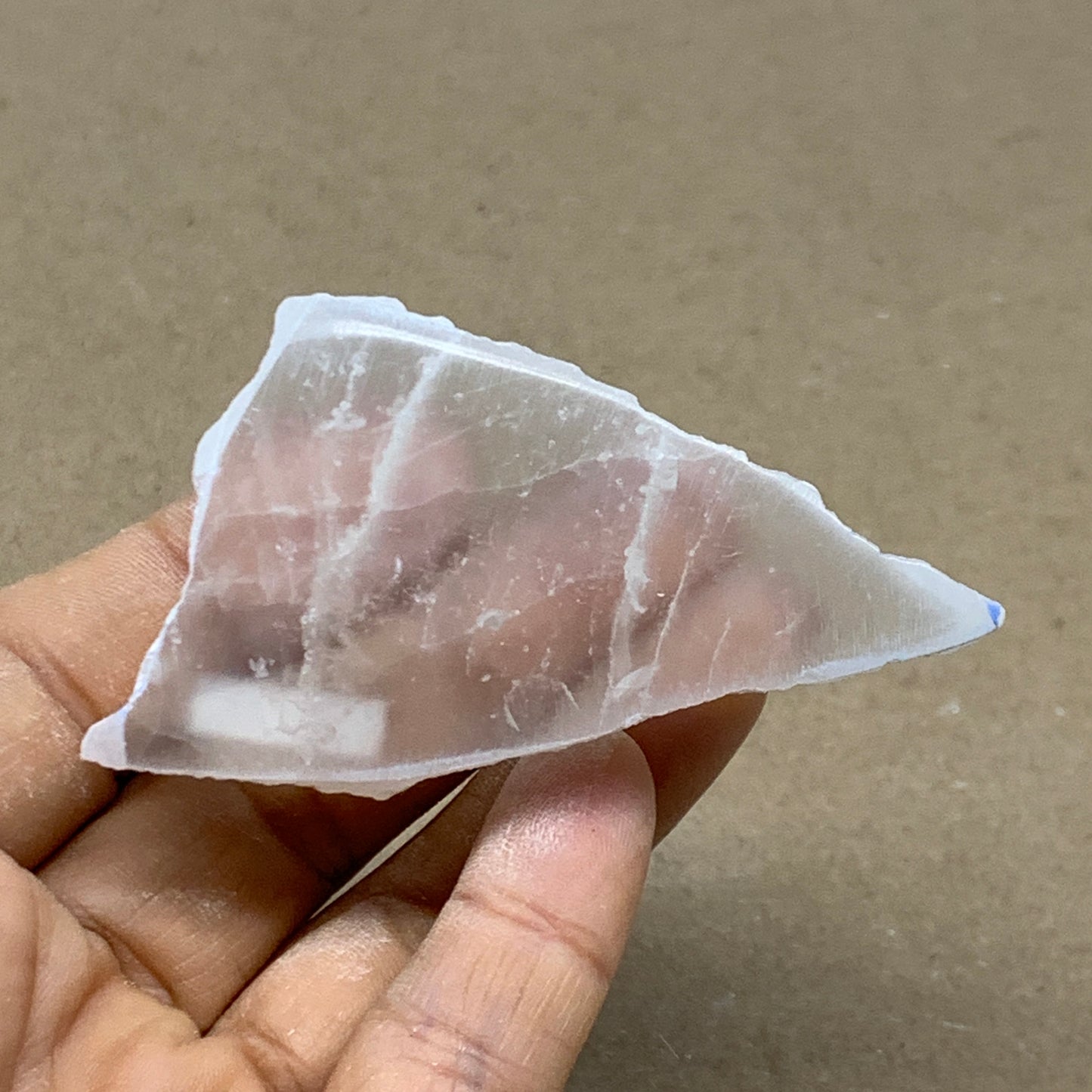 0.2 lbs, 2.9"x1.6"x1", Natural Clear Selenite Crystal Slab Gemstone, B36962