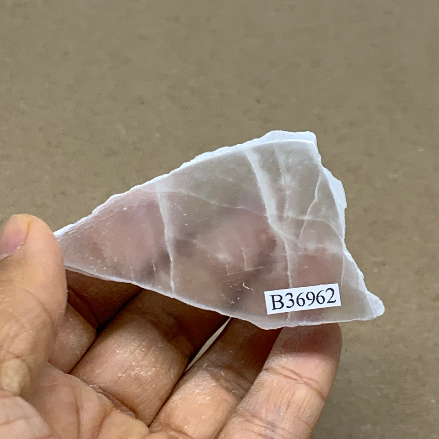 0.2 lbs, 2.9"x1.6"x1", Natural Clear Selenite Crystal Slab Gemstone, B36962
