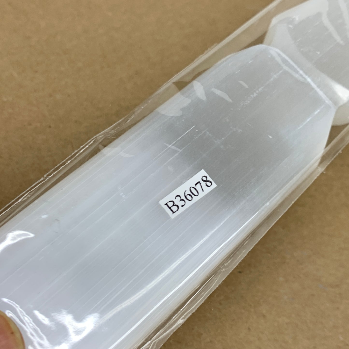 335g, 11.5"x1.5"x0.7", Natural Selenite Crystal Dagger (Satin Spar), B36078