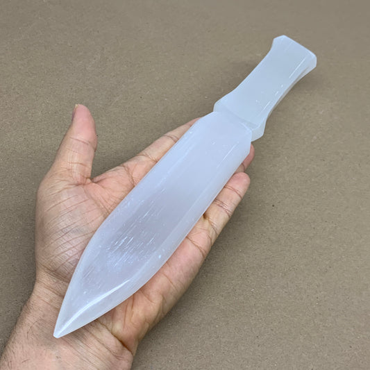 328g, 11.5"x1.6"x0.7", Natural Selenite Crystal Dagger (Satin Spar), B36079