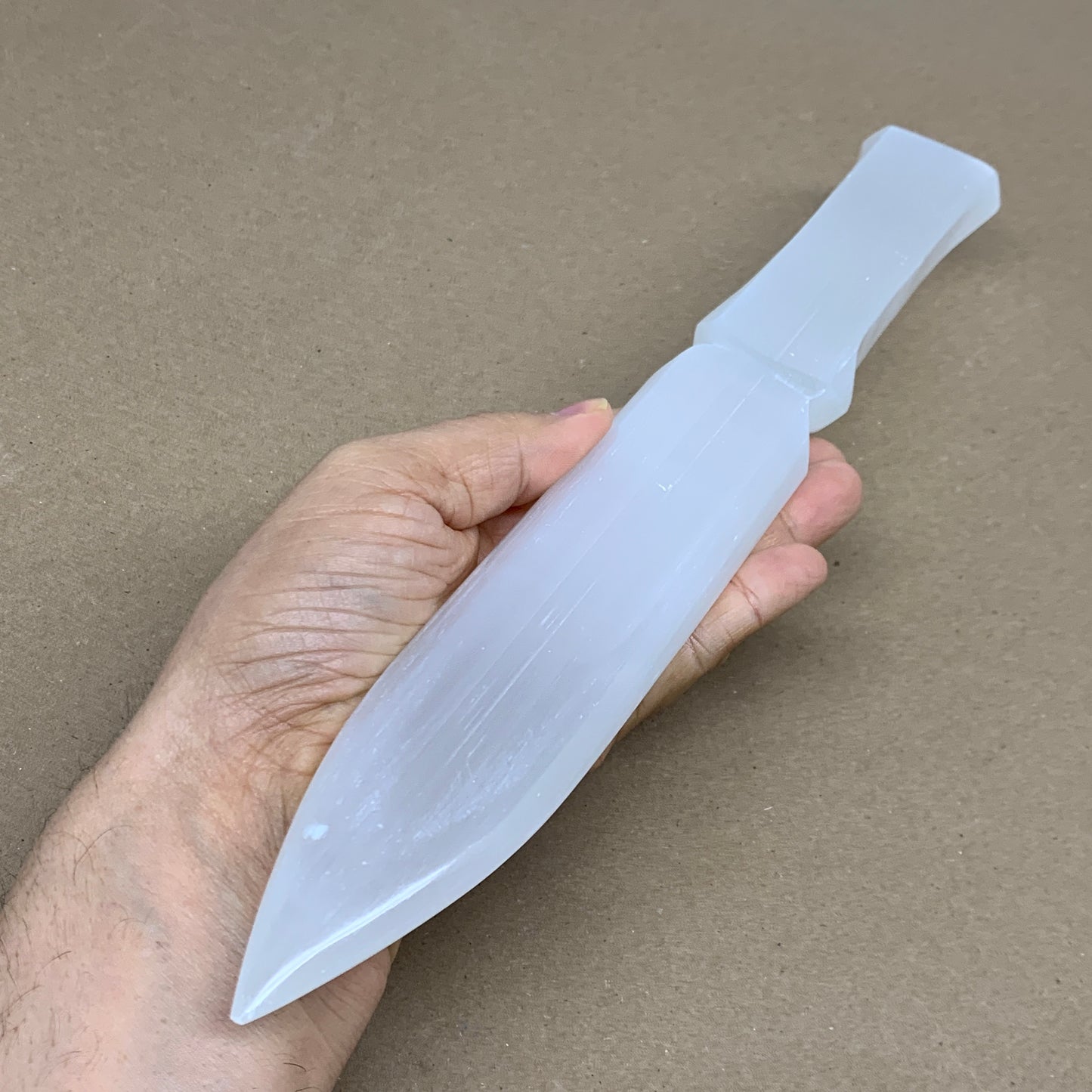 328g, 11.5"x1.6"x0.7", Natural Selenite Crystal Dagger (Satin Spar), B36079