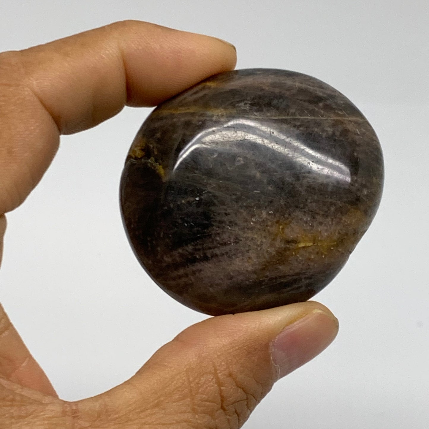 214.3g, 1.9"-2.1", 3pcs, Black Moonstone Crystal Palm-Stone Polished, B37800