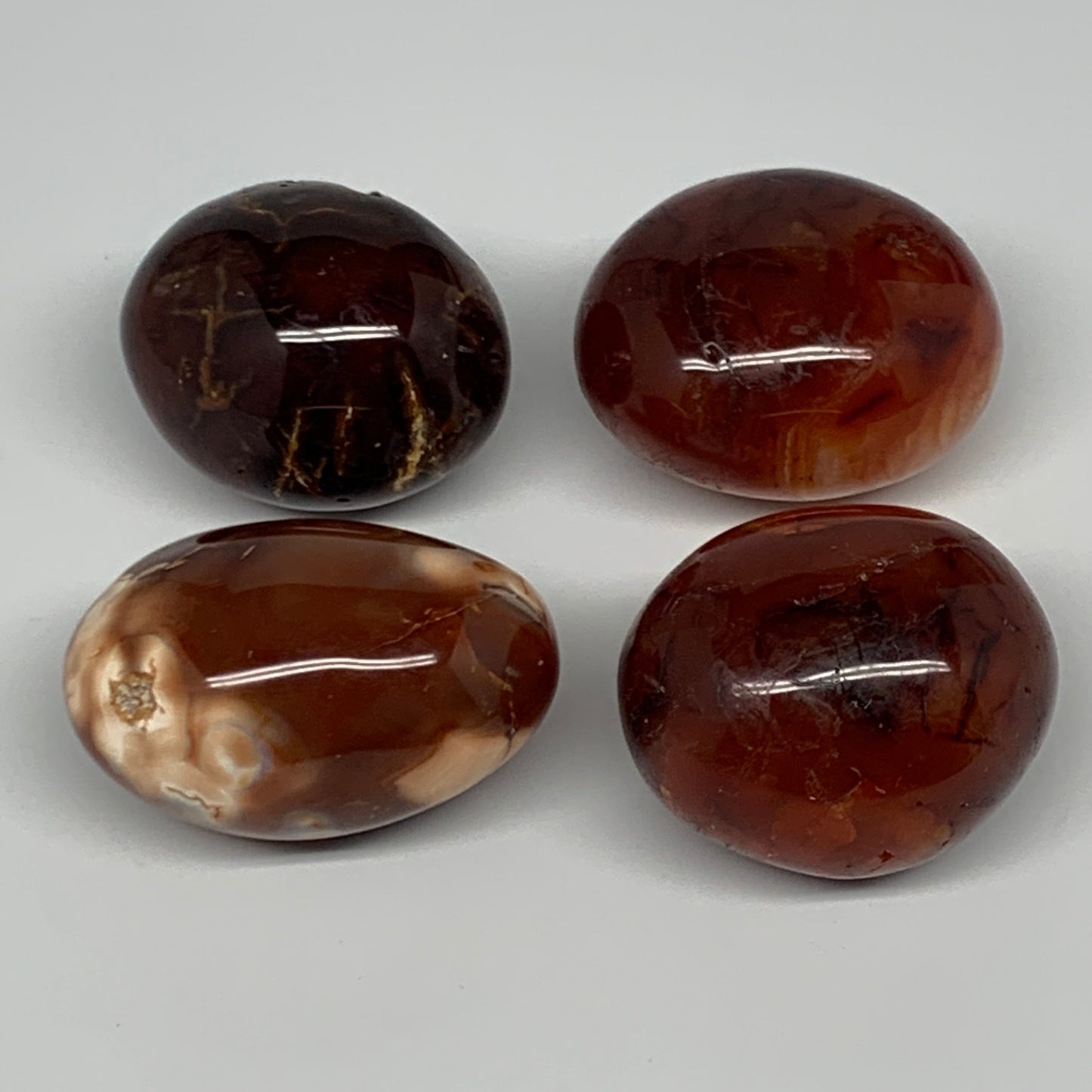 455g, 2" - 2.3", 4pcs, Red Carnelian Palm-Stone Gem Crystal Polished, B17161