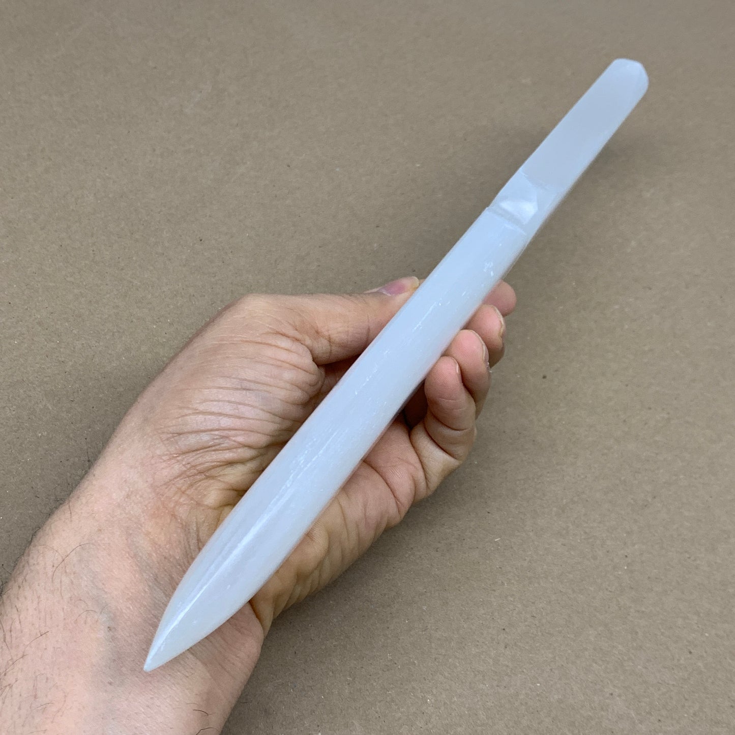 328g, 11.5"x1.6"x0.7", Natural Selenite Crystal Dagger (Satin Spar), B36079