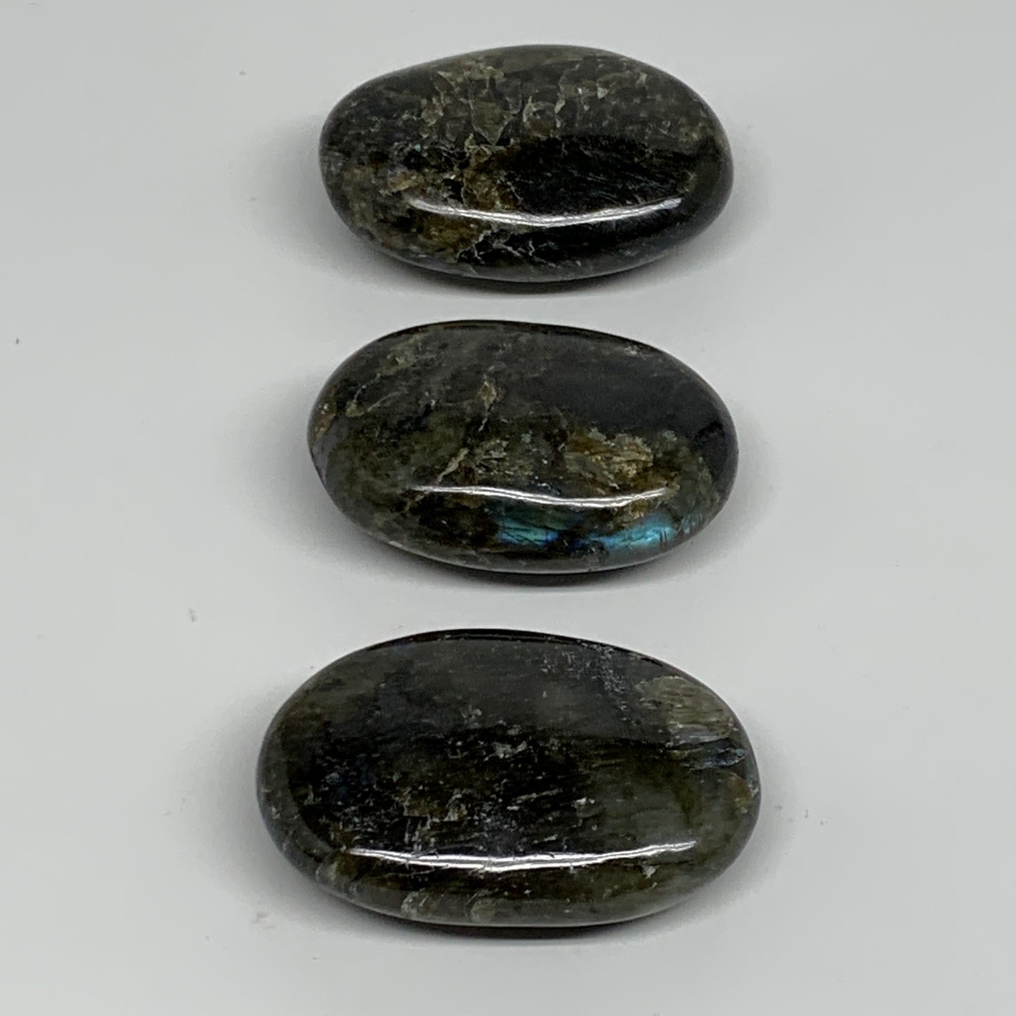 177.4g, 2"-2.2", 3pcs, Labradorite Palm-stone Polished Gemstone, B35526