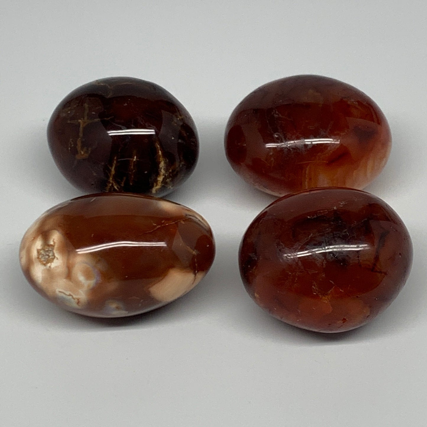 455g, 2" - 2.3", 4pcs, Red Carnelian Palm-Stone Gem Crystal Polished, B17161