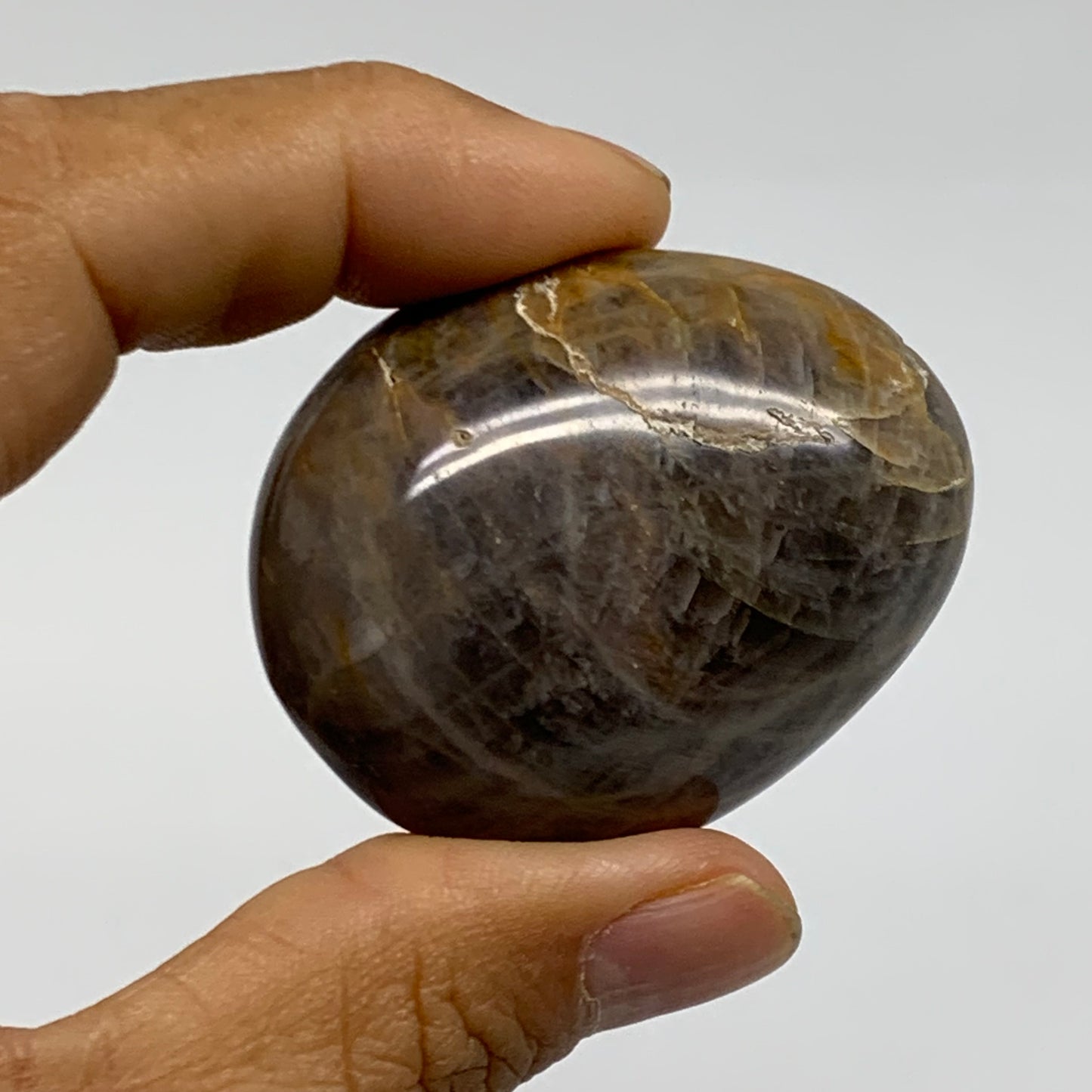 214.3g, 1.9"-2.1", 3pcs, Black Moonstone Crystal Palm-Stone Polished, B37800