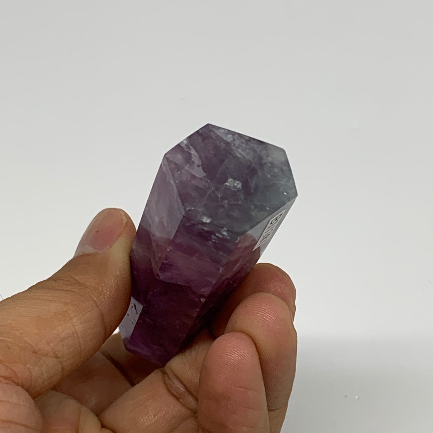 92.1g,  3.3"x0.8", Natural Watermelon Fluorite Tower Obelisk Point Crystal, B313