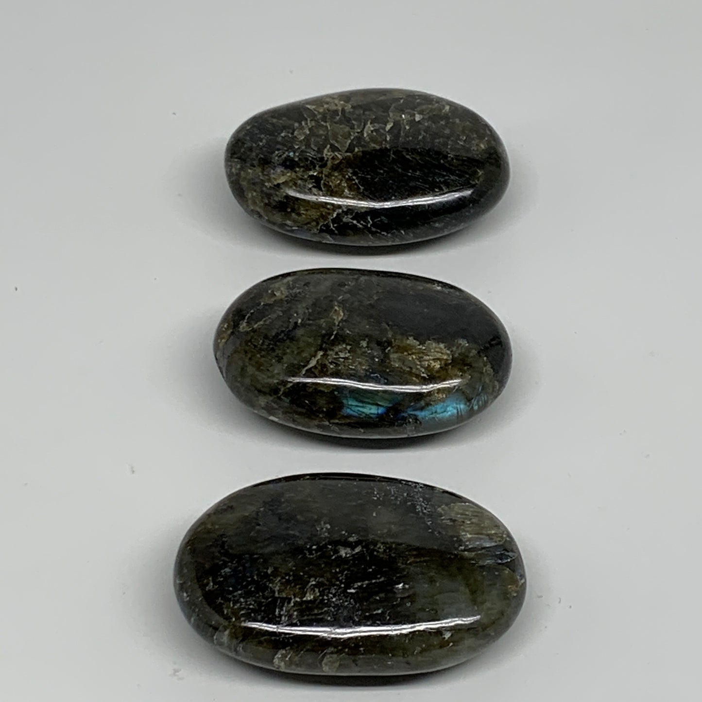 177.4g, 2"-2.2", 3pcs, Labradorite Palm-stone Polished Gemstone, B35526