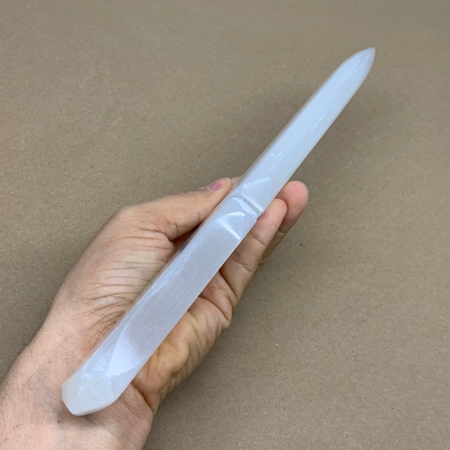 328g, 11.5"x1.6"x0.7", Natural Selenite Crystal Dagger (Satin Spar), B36079