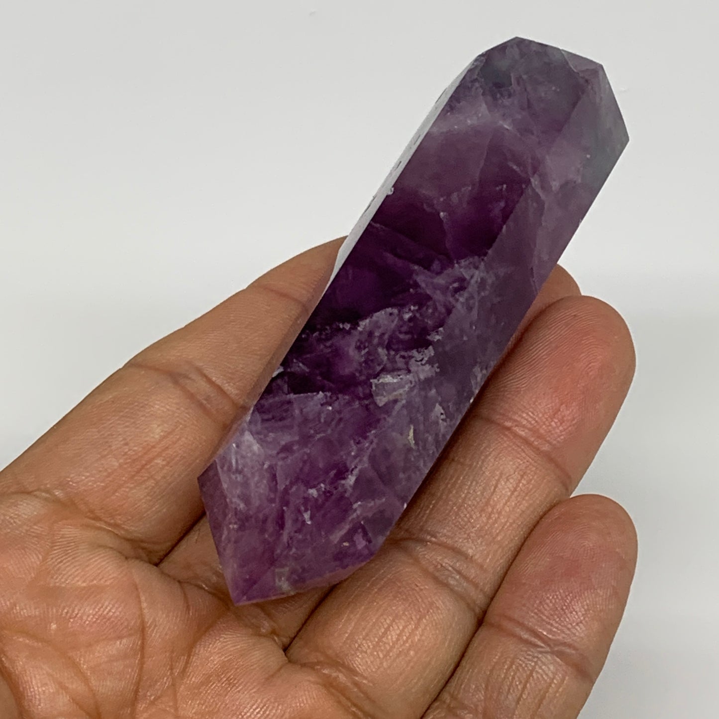 92.1g,  3.3"x0.8", Natural Watermelon Fluorite Tower Obelisk Point Crystal, B313
