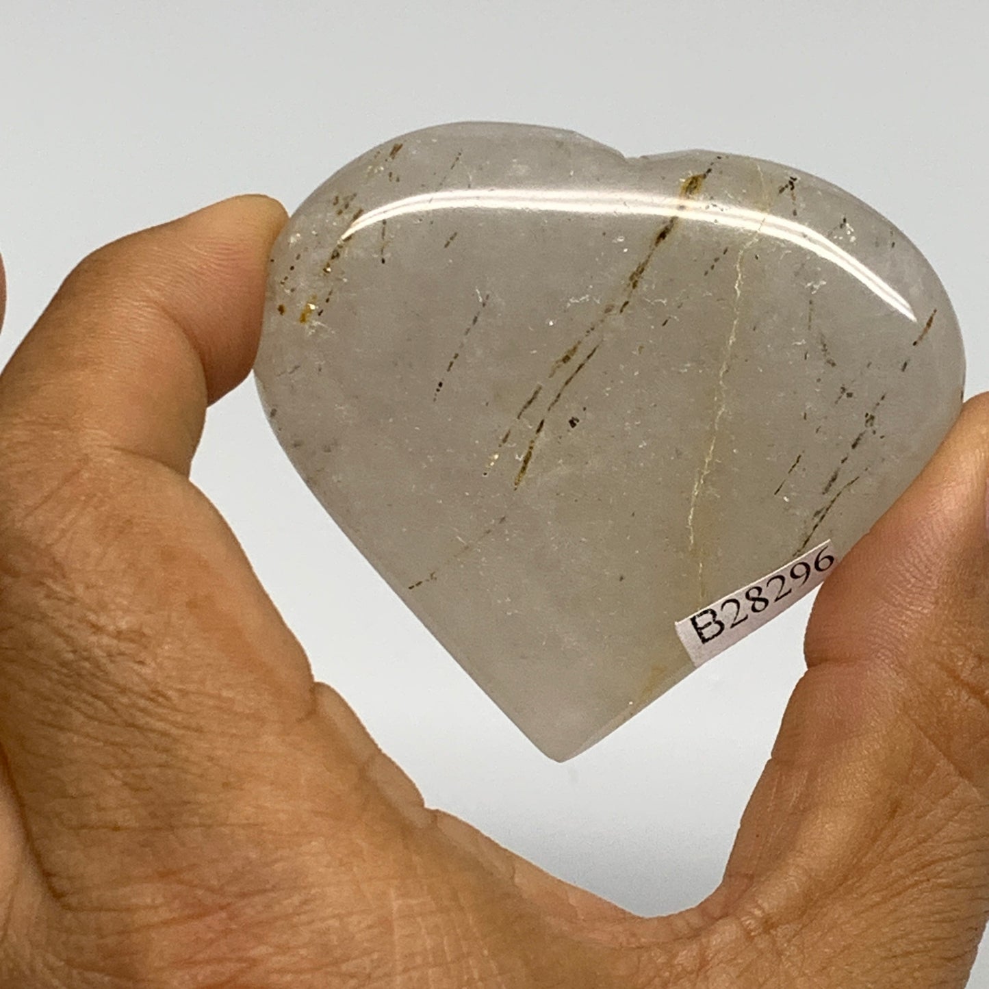 71.2g, 2.1"x2.4"x0.6", Natural Small Rutile Quartz Crystal Heart Reiki, B28296