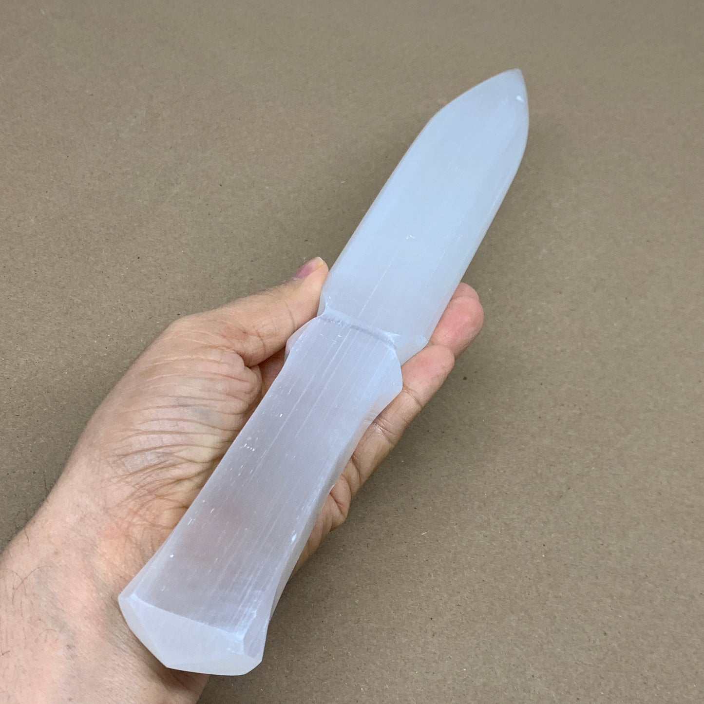 328g, 11.5"x1.6"x0.7", Natural Selenite Crystal Dagger (Satin Spar), B36079